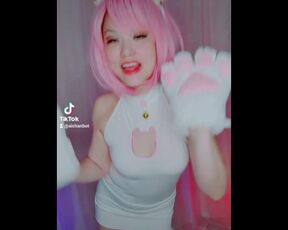 Cat Girl Pink Hair Memes Dance Cosplay Tokyo Arigatou Feet Stockings Thighs