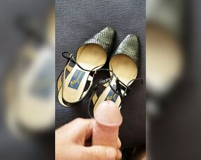 Husband cums in wife's High Heel Shoes