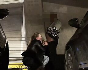 PAWG Sucks Black Cock In Public Parking Garage