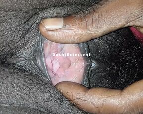 Horny Desi Wife Rubbing her clit & make completion after playing with her wet hairy pussy