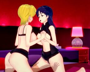 Evangelion — Misato and Ritsuko Threesome(3d Hentai)