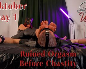 Locktober Day 1 : Redhead Mistress Teases Her Slave And Gives Him A Ruined Orgasm