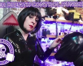 Rubber Breath Control - Lady Bellatrix uses rebreather bag on her rubber gimp