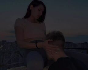 Outdoor Leggings Pussy Worship Femdom on Rooftop