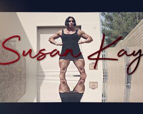 Muscle MILF Susan K back Alley Flexing